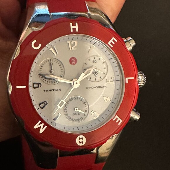 Michele Tahitian Jelly Bean Watch - Red (MWW12D000007) - BRAND NEW BATTERY - Picture 2 of 14